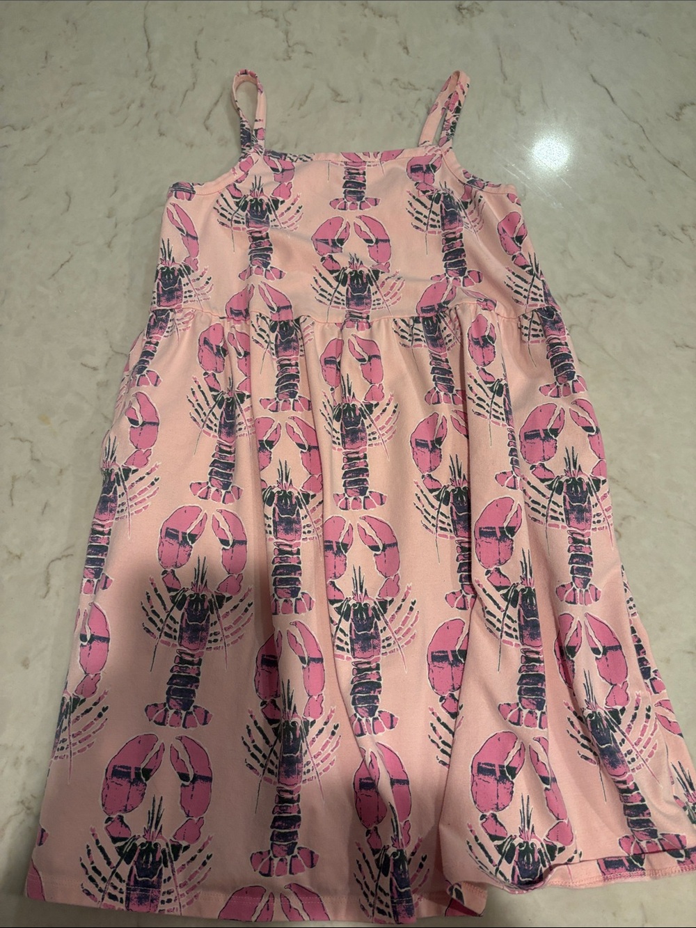 Vineyard Vines Pink Lobster Print Spaghetti Strap Sundress